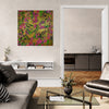 Gilded Verdance - Peinture abstraite dorée, verte et rose