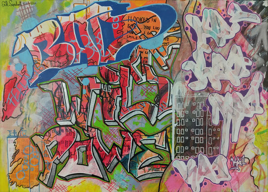 "Bad Will Power" graffiti painting by Erik Sandell