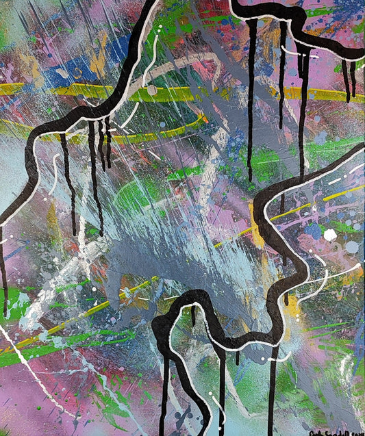"Unknown Continent" - Graffiti street style abstract painting by Erik Sandell