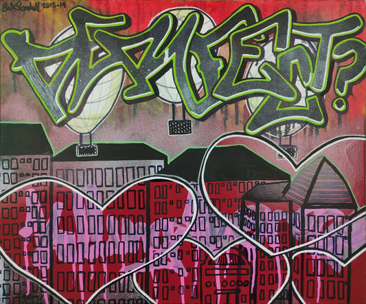 Graffiti painting "Perfect? World" by Erik Sandell